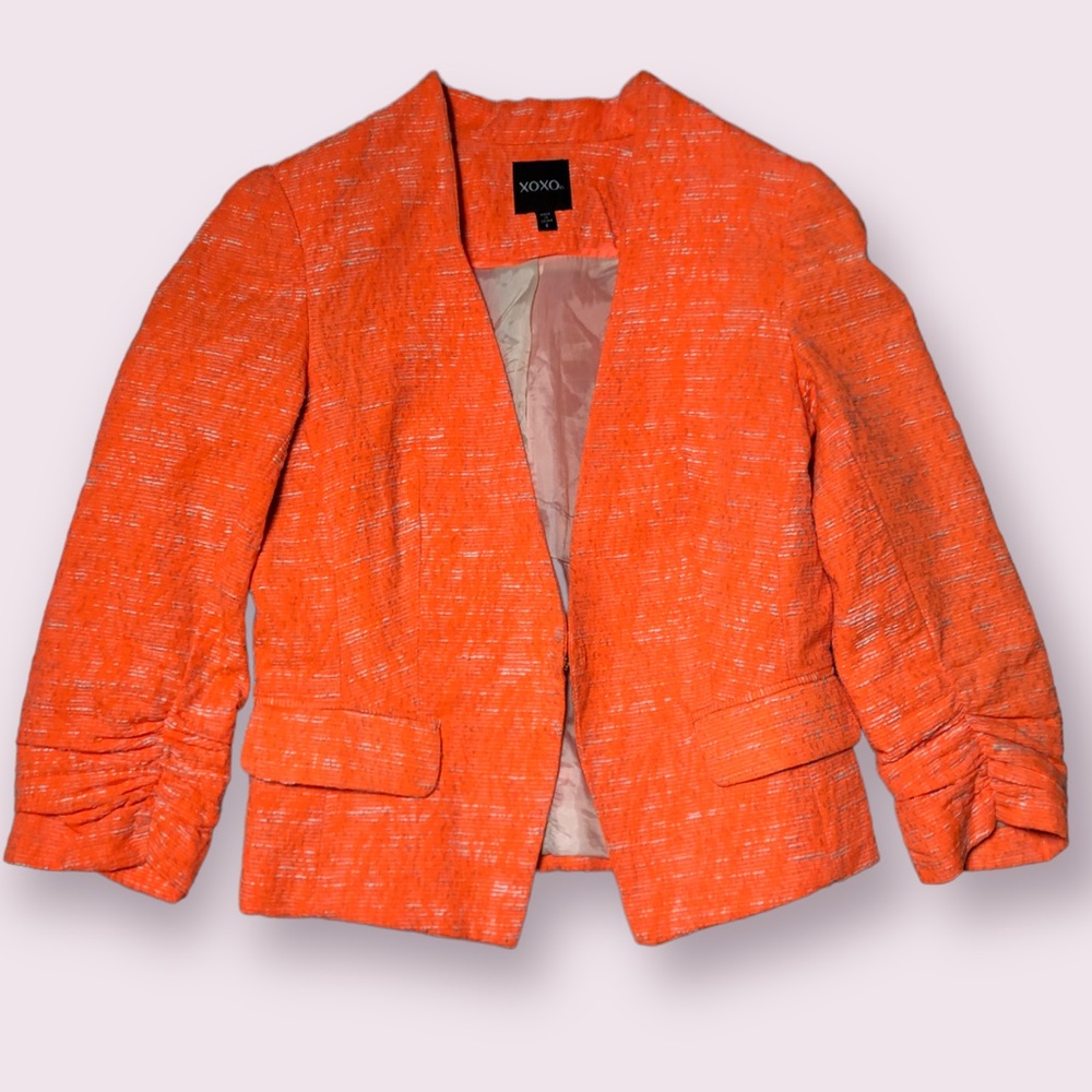 XOXO bright orange cropped blazer